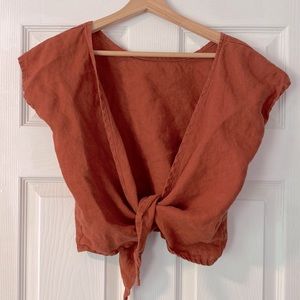 Elizabeth Suzann Maxine Crop in terracotta linen - size small